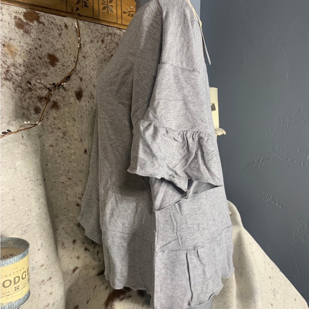 Love Riche Light Gray Ruffle Blouse - Picture 4 of 6